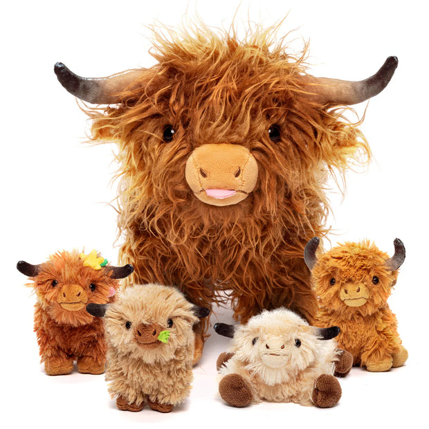 Mama Highland Coo & Her 4 Surprise Babies Plush Set 🐮💖