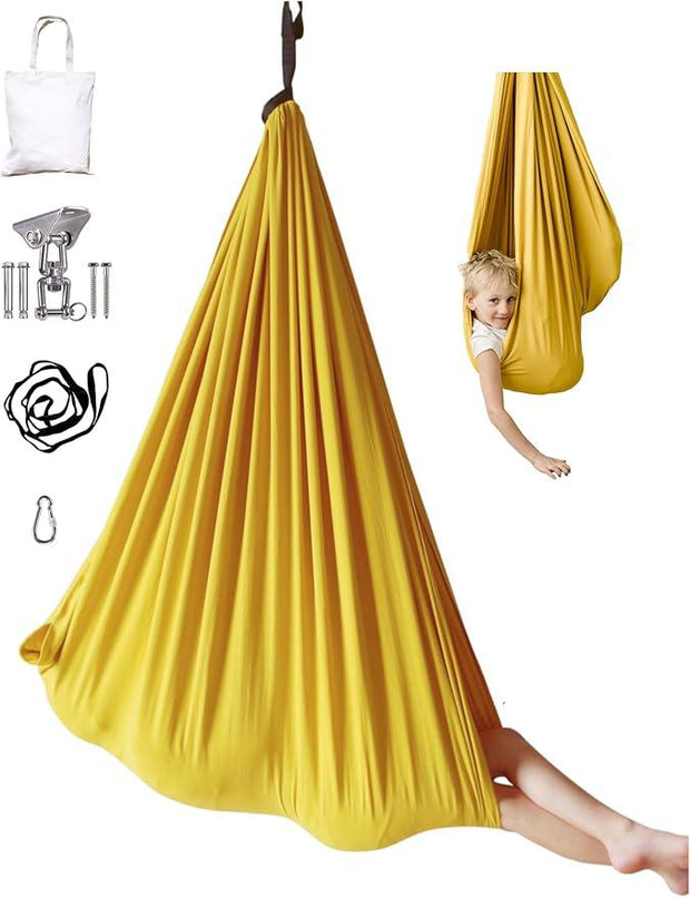 Outdoor Double Layer Cotton Sensory Compression Swing, Special Needs Therapy Swing, Holds 200 lbs, 360° Swivel Hardware Included (Desert Sage)
