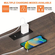 Rotating Fireplace Side Table with Heater & Charging Station