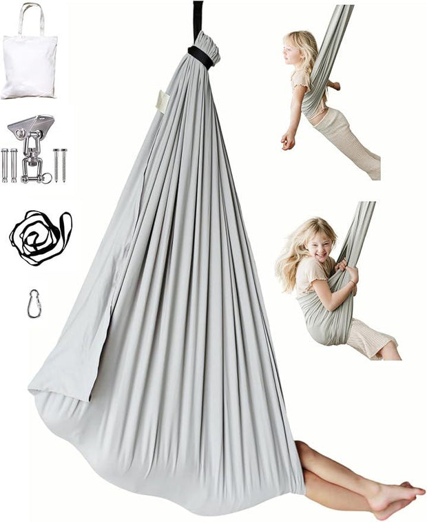 Outdoor Double Layer Cotton Sensory Compression Swing, Special Needs Therapy Swing, Holds 200 lbs, 360° Swivel Hardware Included (Desert Sage)