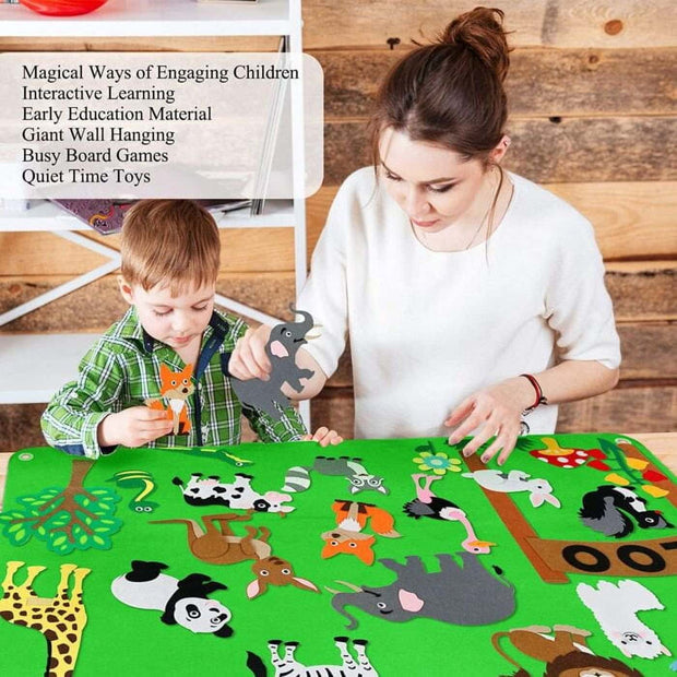 🦁 Zoo Animals Felt Board Story Set - 32 Pieces 🐘