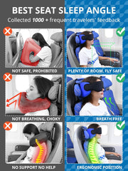 Travel Neck Pillow with Eye Mask – Ergonomic Memory Foam Pillow for Airplane & Car Travel