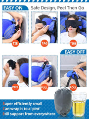 Travel Neck Pillow with Eye Mask – Ergonomic Memory Foam Pillow for Airplane & Car Travel