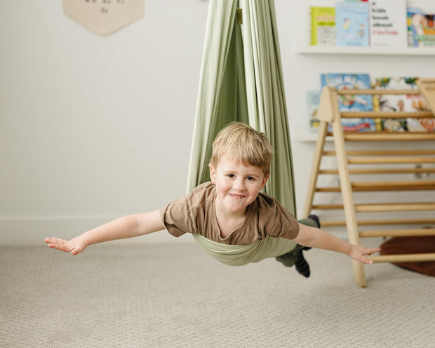 Outdoor Double Layer Cotton Sensory Compression Swing, Special Needs Therapy Swing, Holds 200 lbs, 360° Swivel Hardware Included (Desert Sage)