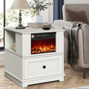 Rotating Fireplace Side Table with Heater & Charging Station