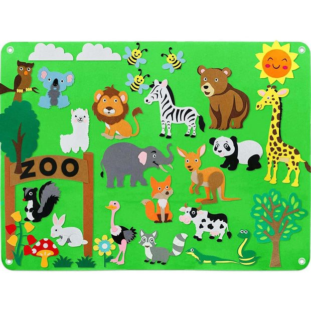 🦁 Zoo Animals Felt Board Story Set - 32 Pieces 🐘