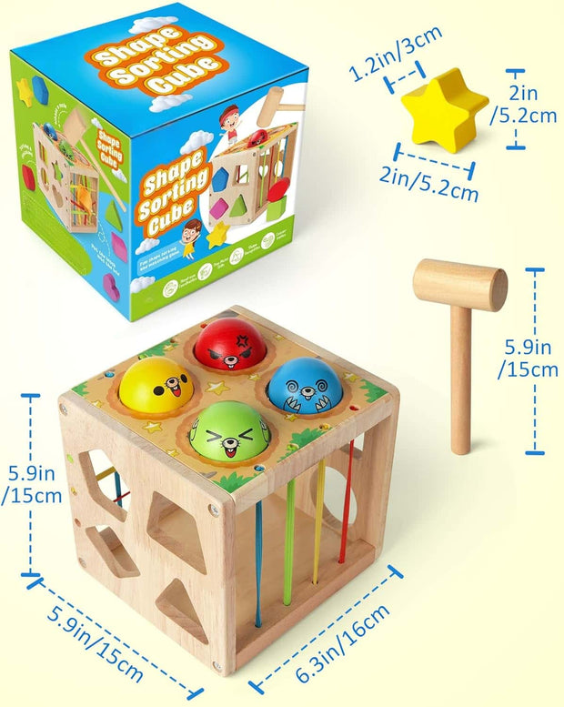 Wooden Shape Sorter Cube Activity Toy 🎯