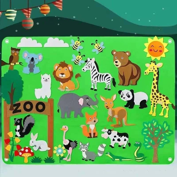 🦁 Zoo Animals Felt Board Story Set - 32 Pieces 🐘