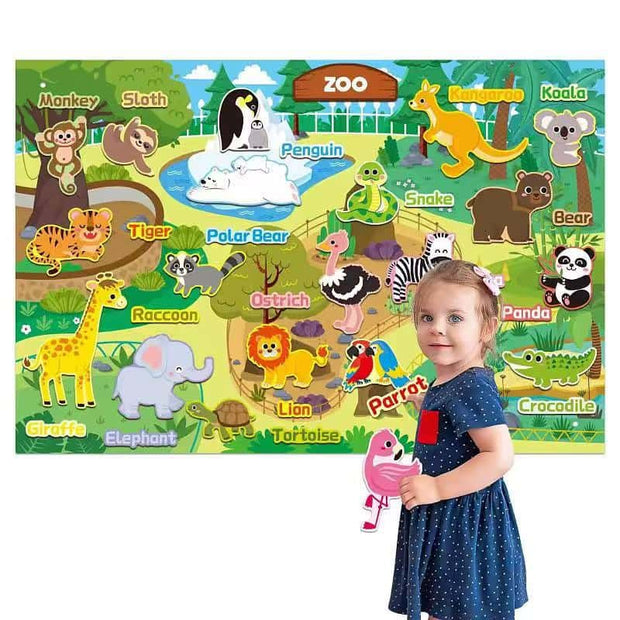 🦁 Zoo Animals Felt Board Story Set - 32 Pieces 🐘