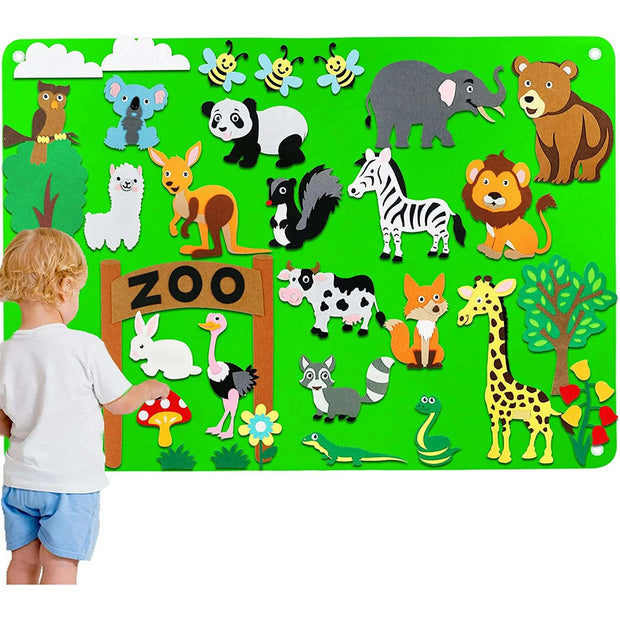 🦁 Zoo Animals Felt Board Story Set - 32 Pieces 🐘