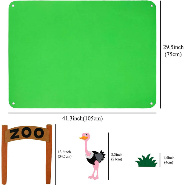 🦁 Zoo Animals Felt Board Story Set - 32 Pieces 🐘