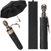 Skull Handle Travel Umbrella – Automatic Open & Close with Gift Box